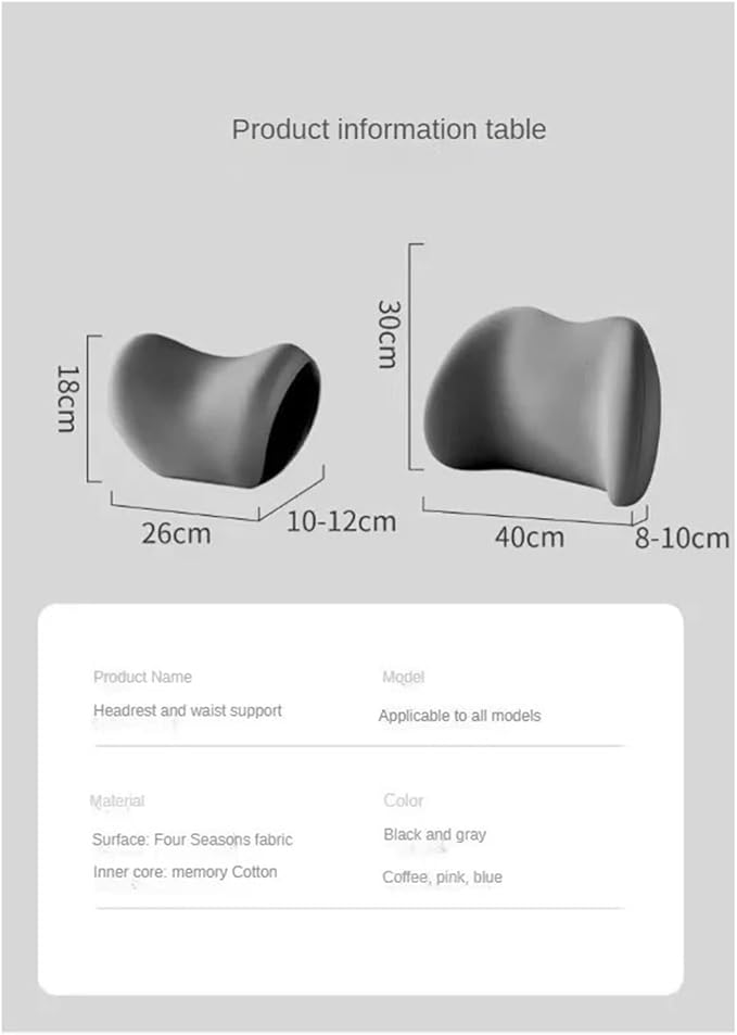 Car Neck Pillow and Lumbar Support Cushion - Memory Foam Backrest for Driver Seat Comfort(Brown)