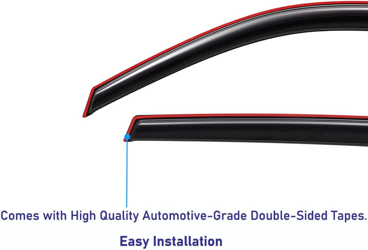 Lightronic Extra Durable Clip-on in-Channel Auto Vent Window Visor, Fits 1999-2004 Jeep Grand Cherokee, UV Protection Rain Guard, Original Wind Deflector, No-Drill Easy Install, Dark Smoke, 4-Pcs