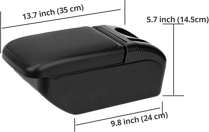 AULPHIKE Compatible with Ford Fiesta Armrest 3 MK7 2009-2017 Car Center Console Organizer Armrests Double Layer Storage with USB Ports(Black Style)