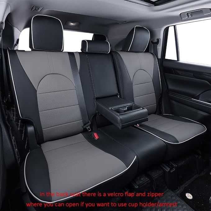 EKR Camry Seat Covers for Toyota Camry XSE,XLE 2025 2026 Waterproof Leather Car Seat Cover Full Set for Trucks SUV-Faux Leather (Black/Gray)