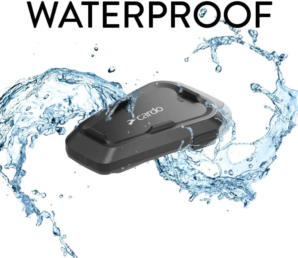 Cardo Systems Spirit Motorcycle Bluetooth Communication Headset, 2-Way Bluetooth, Thin 32mm Speakers, Waterproof, Universal Connectivity - Single Pack