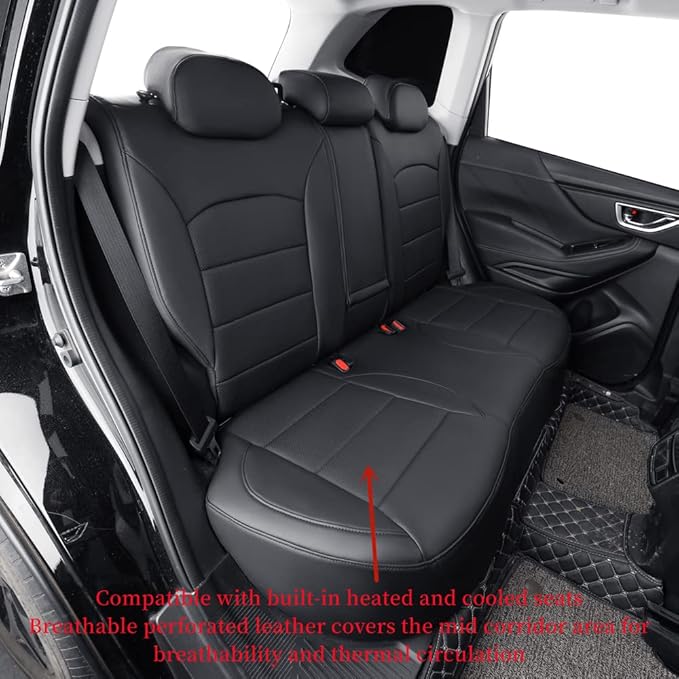 coverdream Forester Car Seat Covers Custom Fit for 2009-2013 Subaru Forester Seat Covers,Rear Seat Without Cup Holder,Full Coverage Waterproof Leather Seat Protector(Full Set,Black)