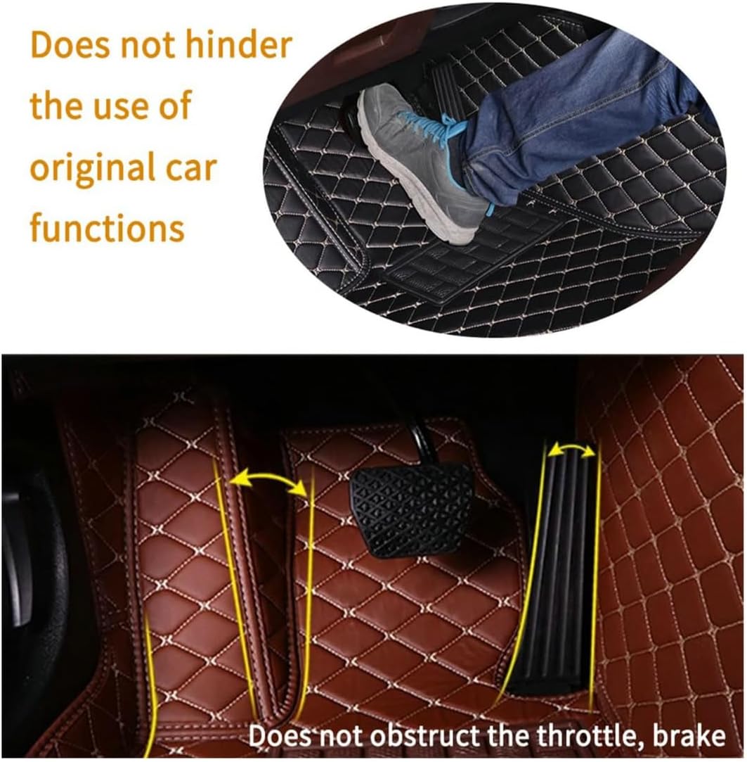 Custom Personalized Floor Mats for Cars,Luxury Full Coverage All Car Floor Mats,Anti-Slip Leather Car Mat Set ,Custom Floor Mats for 99% of Cars, Trucks & SUVs. (Brown and Black)