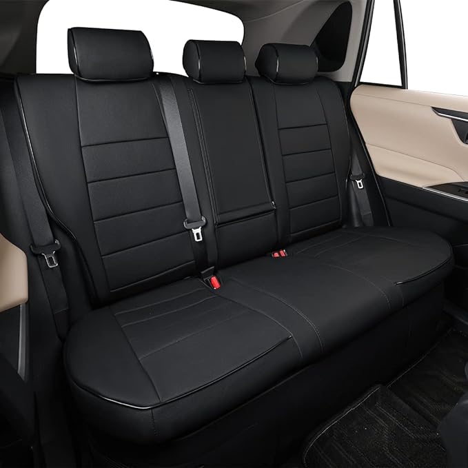 EKR Rav4 Seat Covers Custom Fit for Toyota Rav4 (Hybrid) SE/XSE & (PHEV) GR Sport 2026, Car Seat Cover Full Set for SUV,Factory-Style Interior Upgrade, Easy-Wipe Protection,Faux Leather(Black)