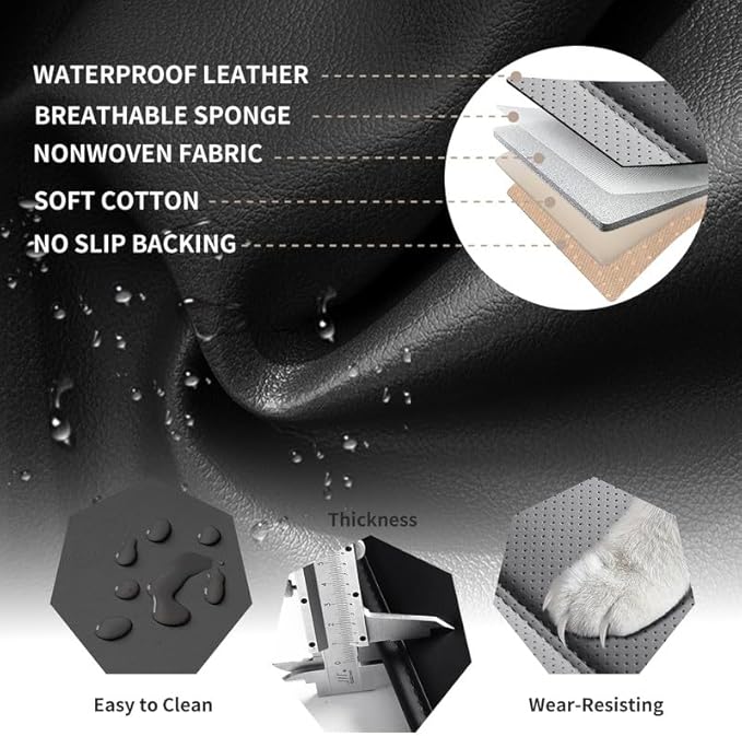 Car Seat Covers Full Set Fit for Buick Encore GX 2012-2026, Premium Faux Leather Waterproof Car Seat Protectors with Lumbar Support, Breathable Anti-Slip Easy to Install(Black&Gray,Full Set)