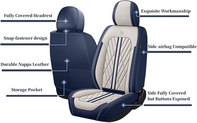 Premium Nappa Leatherette Car Seat Cover Set Custom Fit for Honda CR-V CRV 2000-2023 2024 2025 2026 Water-Proof Breathable Faux Leather Seat Cushion Protectors (Front 2 Seats,Black Green)