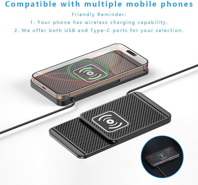 Wireless Charging Pad for Car for Ineos Automotive Grenadier 2023-2025, Non-Slip Type C/USB 20W Fast Phone Charging Pad DIY Trim-to-Fit No Interior Damage,A&USB