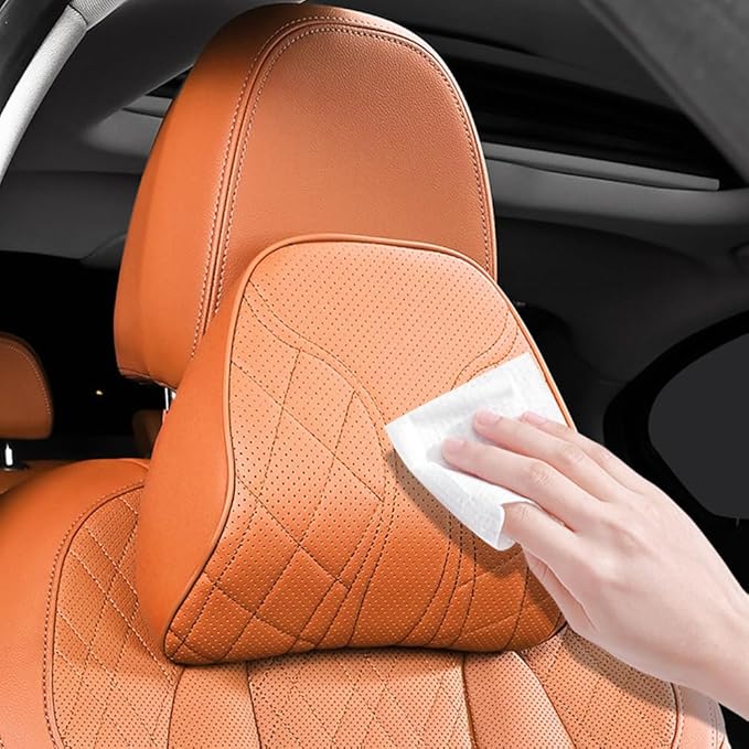 for Chevy Silverado 2007 2008 2009 2010 2011 2012 2013 Leather Car Seat Headrest Lumbar Cushion, Lumbar Support Pillow for Car,for Driving Traveling Relieving Neck Fatigue,2-D Red