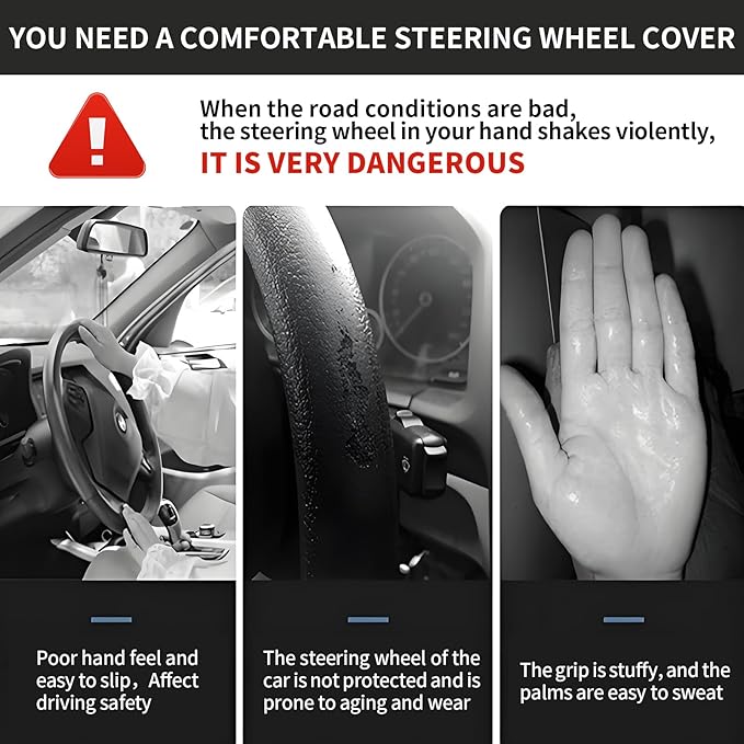Elastic Car Steering Wheel Cover, Universal 19 inch Non-Slip Breathable Neoprene Steering Wheel Protector, Car Accessories for Women Men Fit Auto, Suvs, Truck Trendy Cow Spots