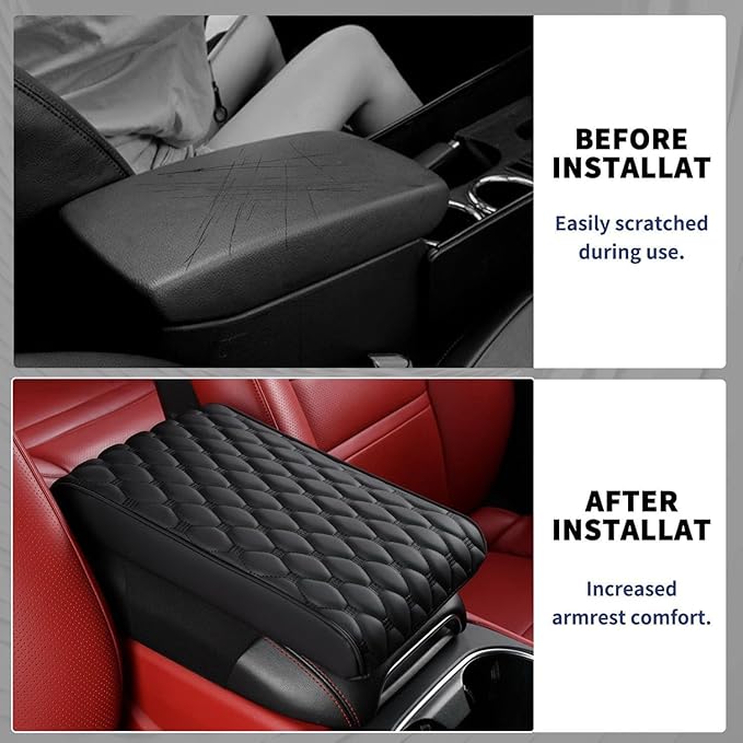 Auto Armrest Cushion Pads for Volvo XC60(2008-2016) Accessories Car Centre Console Armrest Pad Durable Material and Easy to Clean-is Waterproof and Anti-Scratch