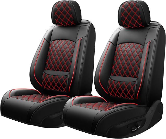 Fit for Accent Seat Covers Compatible with Hyundai Accent 2017-2026 - Waterproof Breathable Leather Automotive Seat Cushions Protector,Airbag Compatible,Only 2 Front seat Covers(Redline)