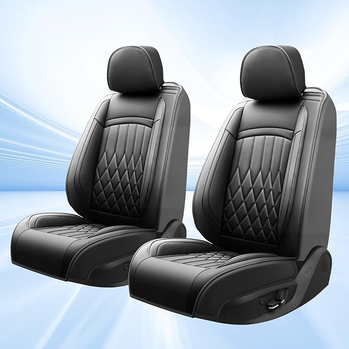 Fit for Accent Seat Covers Compatible with Hyundai Accent 2017-2026 - Waterproof Breathable Leather Automotive Seat Cushions Protector,Airbag Compatible,Only 2 Front seat Covers(Black)