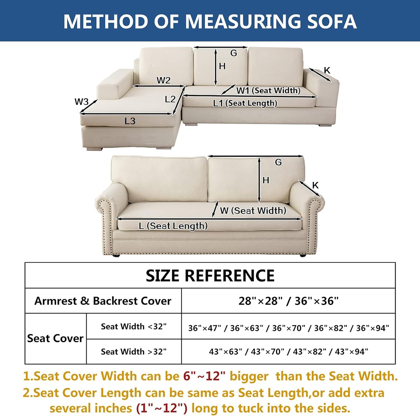 Eismodra Couch Cover,Sectional Couch Covers,Sofa Covers for 3 Cushion Couch,Anti-Slip Sofa Slipcovers for Dogs Cats Kids Loveseat Recliner L Shaped Armrest Backrest,White 43''x63''(Only 1 Piece)