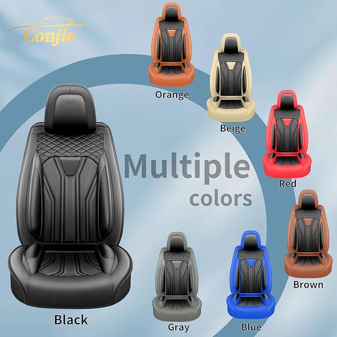 Fit Accord Car Seat Covers Premium Leather for Honda Accord 2012-2025 2026. Waterproof, Breathable, Scratch-Resistant & All-Weather Seat Cushion Protector(Front Seat,All Black