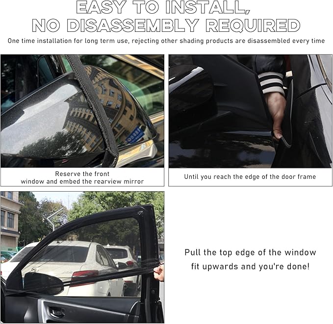 2 PCS Car Window Shades, Auto Front Rear Side Window Sun Shades for Block Heat & UV Protection, Breathable Mesh Baby Window Screen Covers, Universal Car Accessories (SUV Front)