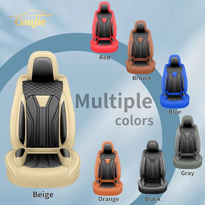 Fit Accord Car Seat Covers Premium Leather for Honda Accord 2012-2025 2026. Waterproof, Breathable, Scratch-Resistant & All-Weather Seat Cushion Protector(Front Seat,Beige&Black