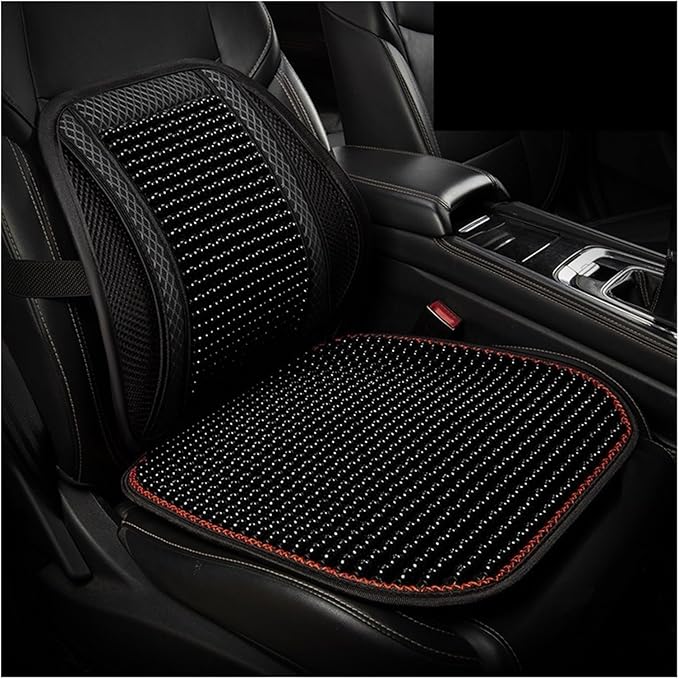 Car Seat Chair Back Cushion for Toyota RAV4 Prime 2025, Wooden Beads Ventilate Mesh Lumbar Brace Strong Durable Relieve Fatigue Summer Interior Accessories,B-Backrest