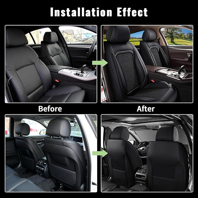 Car Seat Covers Front Seats for Honda CR-V CRV 2015-2025 2026, Breathable Cooling Ice Silk Leather Car Seat Covers, 2 Seats Vehicle Seat Protector Seat Cushion Auto Accessories (Black)
