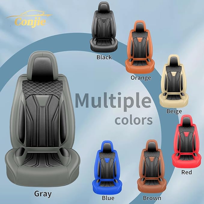 Fit Tucson Car Seat Covers Premium Leather for Hyundai Tucson 2010-2025 2026. Waterproof, Breathable, Scratch-Resistant & All-Weather Seat Cushion Protector (Front Seat, Gray&Black)