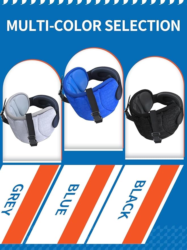 Travel Pillows for Airplanes, Airplane Pillow with 3D Eye Mask for Sleeping, 360° Support Headrest for Long Flight, Road Trip, Stop Bobblehead Travel Essential Airplane Sleep Head Strap, Blue