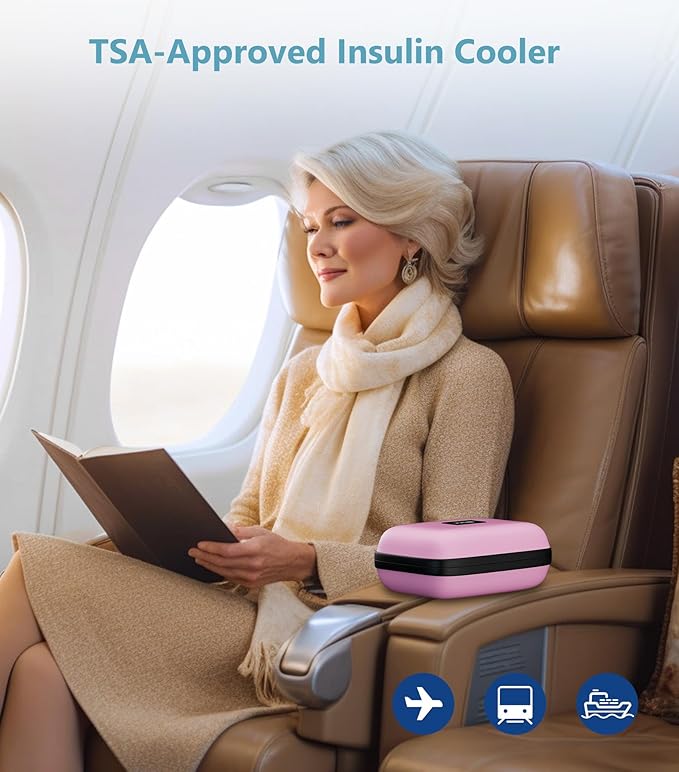 Insulin Cooler Travel Case with Temperature Display, TSA Approved Diabetic Cooling Bag for Insulin Pens and Supplies, Refrigerated Medicine Organizer with 2 Ice Packs