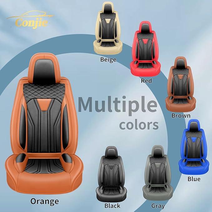 Fit Accord Car Seat Covers Premium Leather for Honda Accord 2012-2025 2026. Waterproof, Breathable, Scratch-Resistant & All-Weather Seat Cushion Protector(Front Seat,Orange&Black