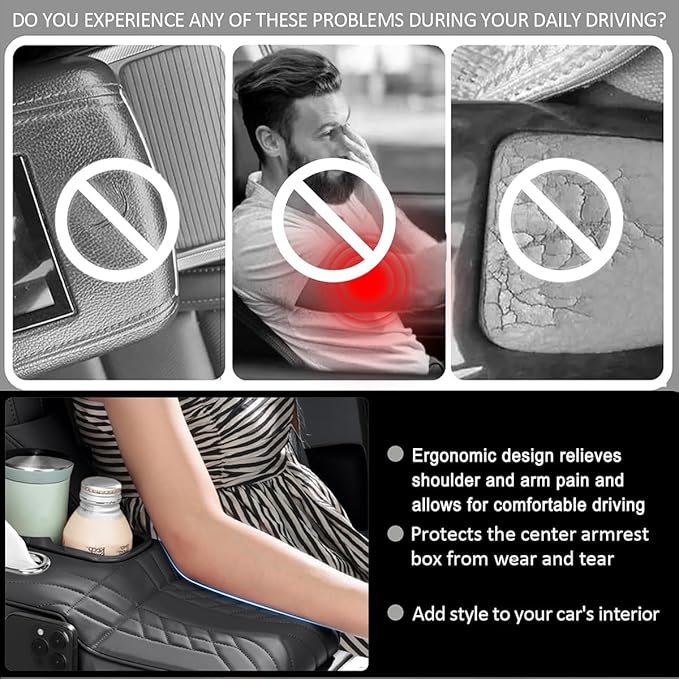 Car Armrest Cover for Tesla Model X 2015–2020 2021 2022 2023 2024 2025 2026, Center Console Cover Mat Armrest Seat Box Cover Cushion Console Pad Interior Accessories,E