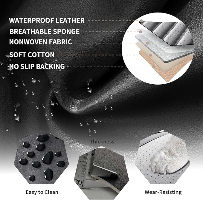 Car Seat Covers Full Set Fit for Toyota Prius 2001-2026, Premium Faux Leather Car Seat Protector,Breathable Anti-Slip Full Wrapping Edge Seat Covers(Black&Gray,Full Set)