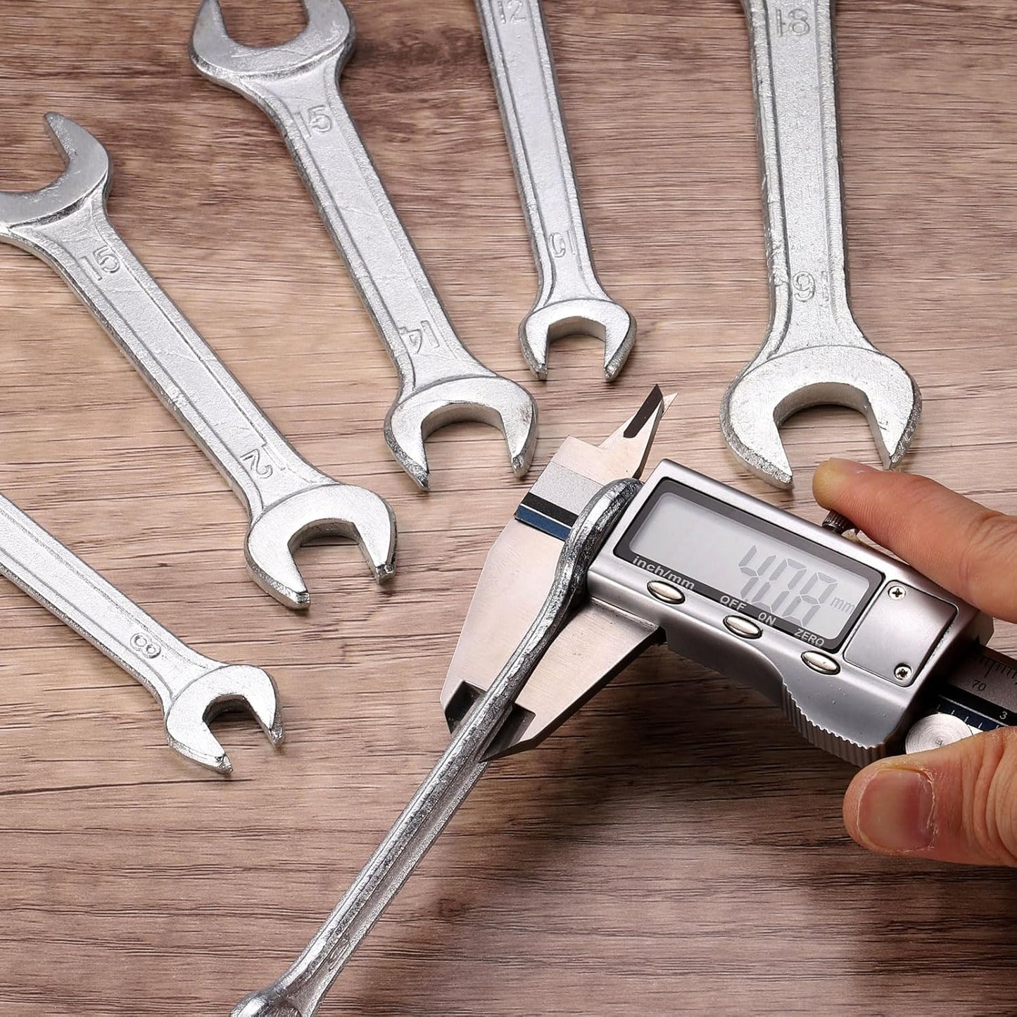 HARFINGTON 5pcs Double Open End Wrench 7mm x 8mm Metric 15 Degree Offset Angle Small Flat Head Wrench Galvanizing Open Ended Spanner for Automotive Repair Furniture Assembly