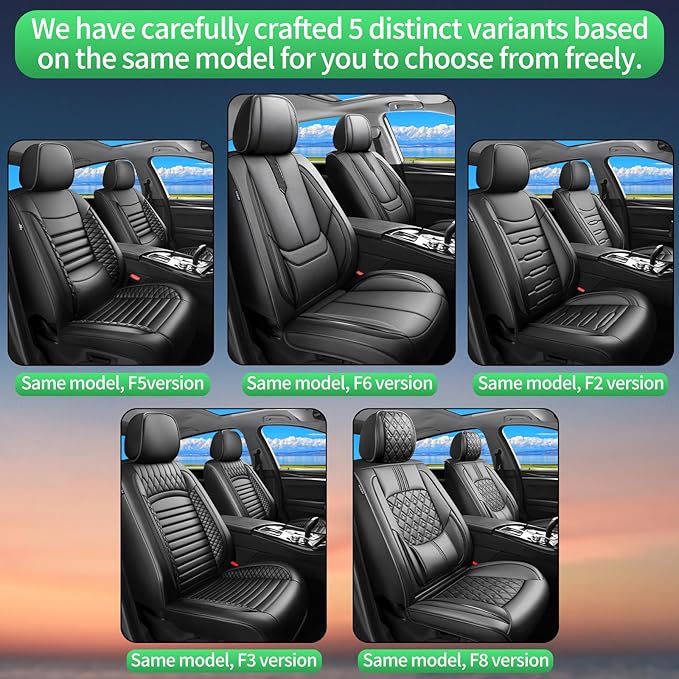 Fit Elantra Car Seat Covers for Hyundai Elantra 2017-2024 2025 2026 -Upgraded Premium Waterproof & Breathable Leather, Airbag Compatible, All-Weather Seat Cushion Protector,2 Front/Black