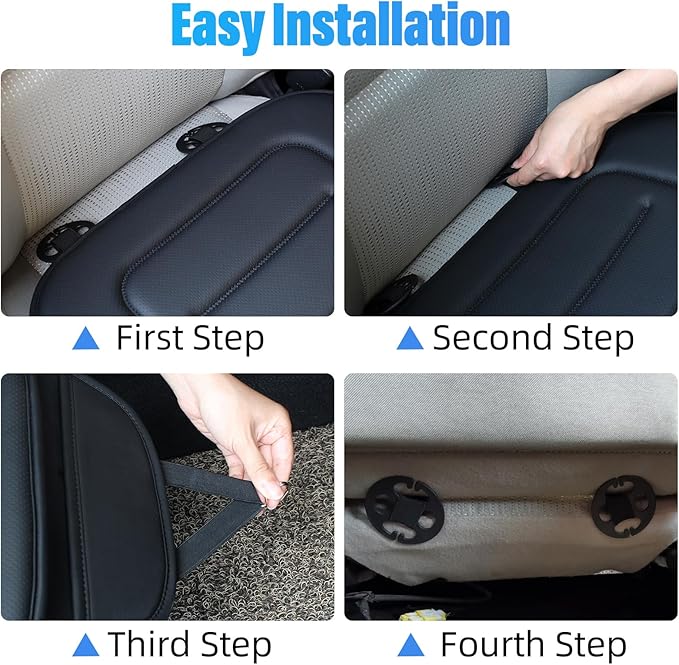 KAYI Car Seat Cushion, Comfort Memory Foam Car Cushions for Driving, Breathable Leather Surface with Anti Slip Rubber Bottom, Seat Cushion for Car and Office Chair (1 Pack, Black)