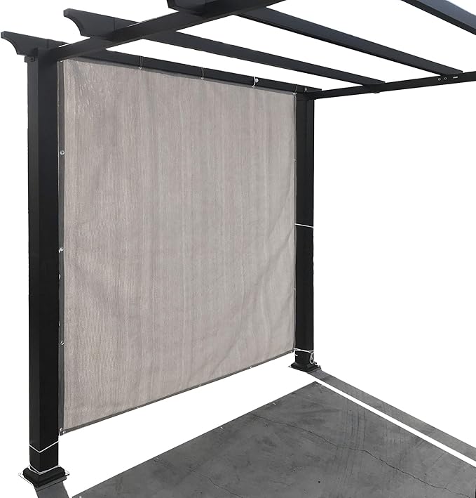 Alion Home Sun Shade Privacy Panel with Grommets and Hems on 4 Sides for Patio, Awning, Window, Pergola or Gazebo - Smoke (12' x 5')