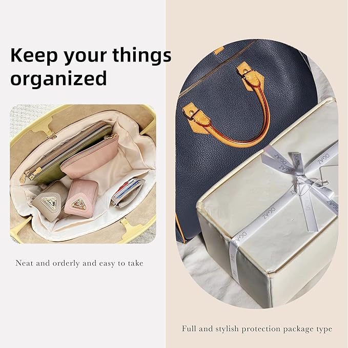 DGAZ Silk Purse Organizer Insert Fits LV Speedy 16/20/25/30/35/45 bags,Silky Smooth Bag Organizer,Luxury Handbag & Tote Shaper(Craie,SP30)