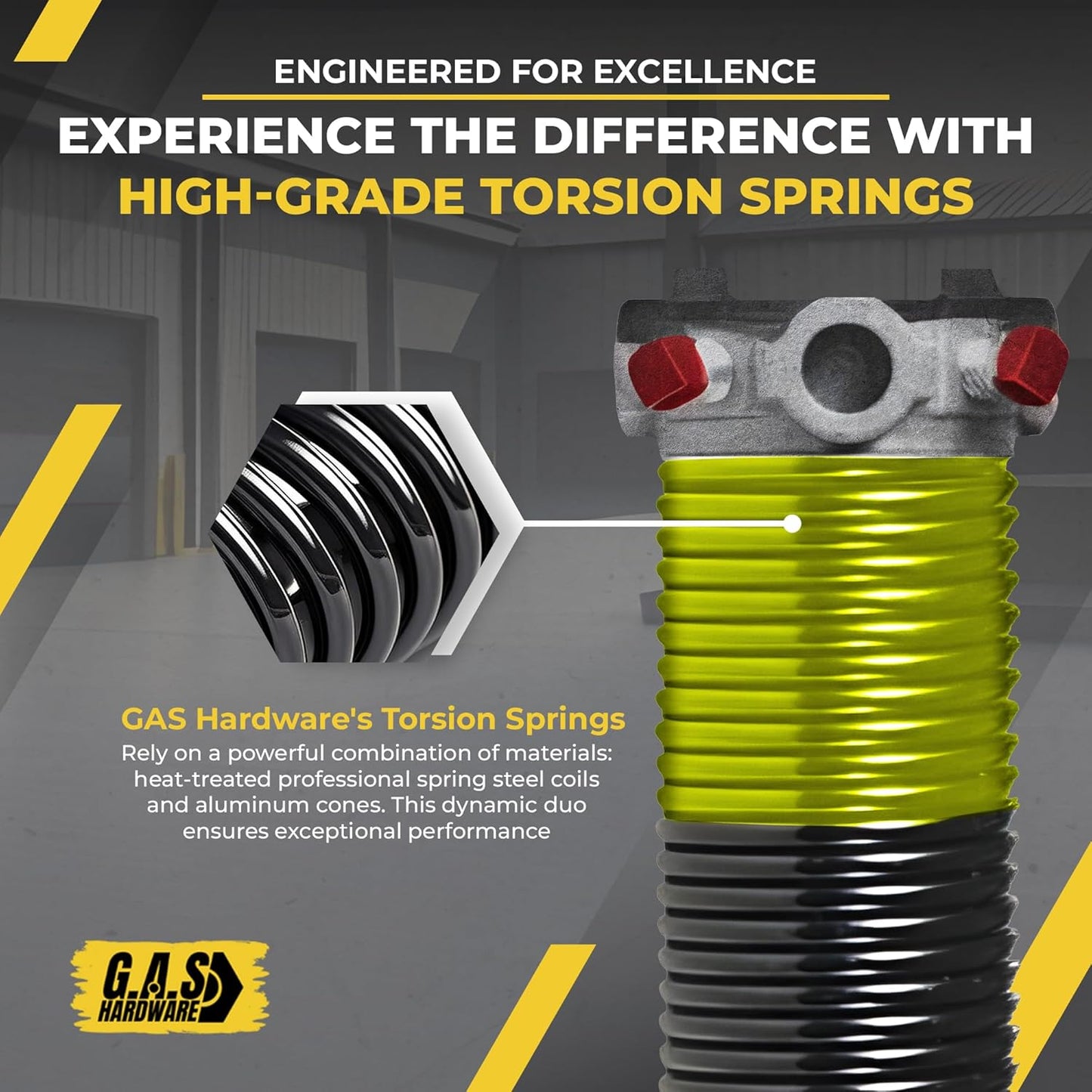 Garage Door Torsion Spring 207x2x20 Torsion Springs for Garage Door Repair Right Hand Wound Replacement for Left Side of Garage Door with 1" Steel Bearing, Gloves, Manual and Winding Bars (Red Cone)