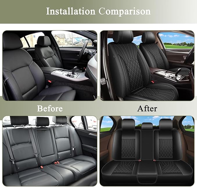 Full Set Car Seat Covers for Honda CR-V Sedan Coupe 2015-2025 2026 - Breathable Cool Ice Silk Leather - 5 Seats for Honda CRV Accessories - Black