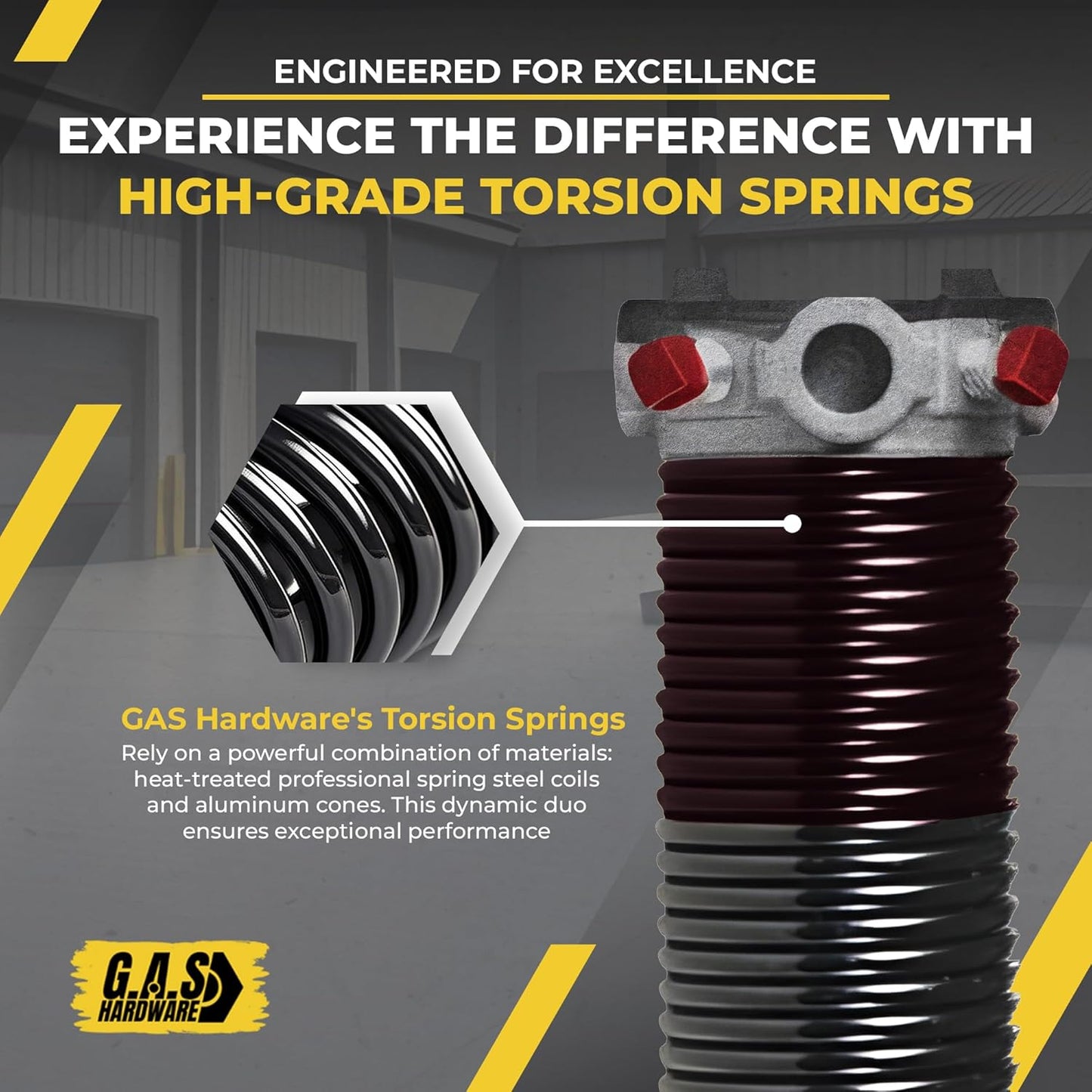 Garage Door Torsion Spring 234x2x27, Includes 1” Steel Bearing, Gloves, Manual and Winding BarsLeft Hand Wound Replacement for Right Side of Garage Doors (Black Cone)