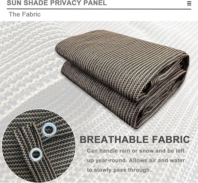Alion Home Sun Shade Privacy Panel with Grommets and Hems on 4 Sides for Patio, Awning, Window, Pergola or Gazebo - Mocha Brown (12' x 16')