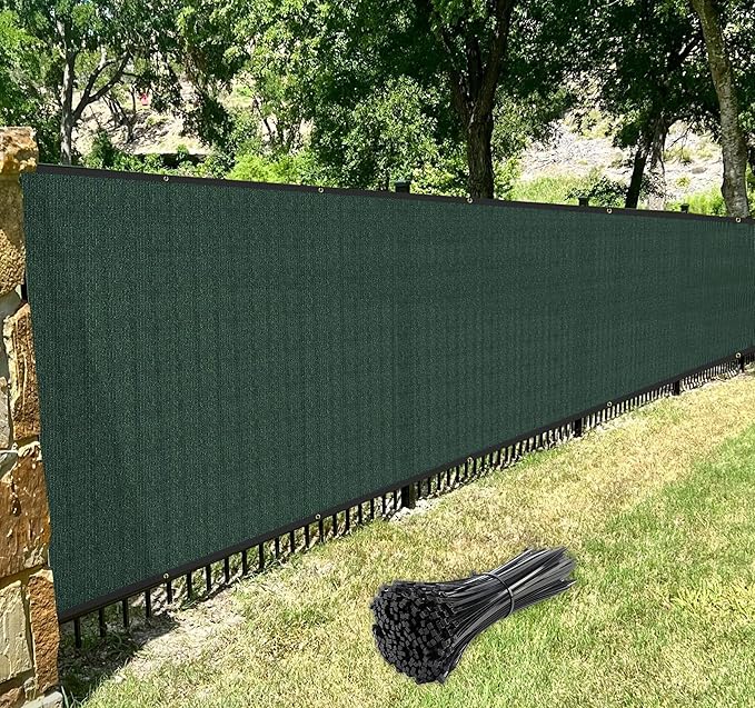 Windscreen4less Privacy Fence Screen Heavy Duty Windscreen Fencing Mesh Fabric Shade Net Cover with Brass Grommtes for Outdoor Wall Garden Yard Pool Deck, 8'x84' Green