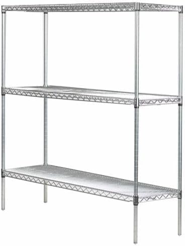 Omega Stainless Steel Shelves, 18" Deep x 42" Wide x 34" High 3 Tier Heavy Duty Wire Shelving Unit for Kitchen Garage Office Restaurant Warehouse 800-lb Per Shelf Weight Capacity