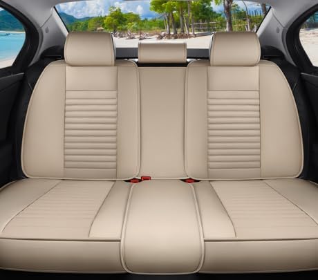 Back Seat Covers Fit for Toyota Avalon 2001-2022, Car Seat Covers Back Seats, Breathable Faux Leather Automotive Seat Covers Back Pair Anti-Slip Seat Cover(Beige, Back)