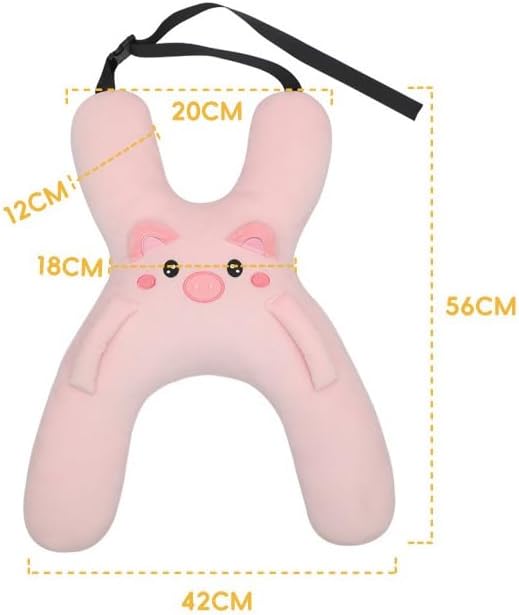 Car Pillow for Travel – Animal-Themed Car Seat Cushion with Safety Belt Protector – 4 Cute Styles: Pig, Dog, Rabbit, Panda (Pig)