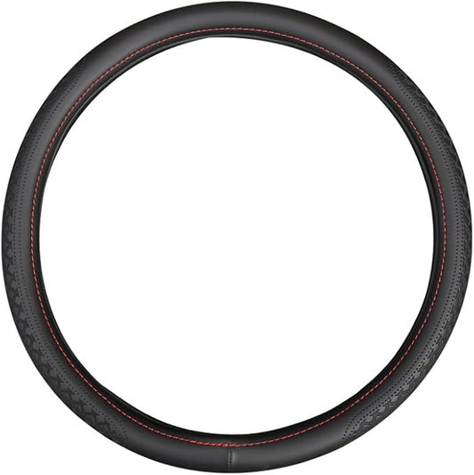 (15-19inch) Car Steering Wheel Cover Rubber Inner Ring All Car Universal Four Seasons Universal Thin Fiber Leather Anti-Slip 16 17 18 19 inch for Truck (17inch, Black)