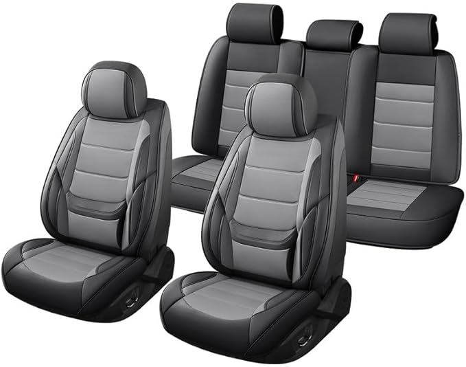 Car Seat Covers Full Set Fit for Buick Encore GX 2012-2026, Premium Faux Leather Waterproof Car Seat Protectors with Lumbar Support, Breathable Anti-Slip Easy to Install(Black&Gray,Full Set)