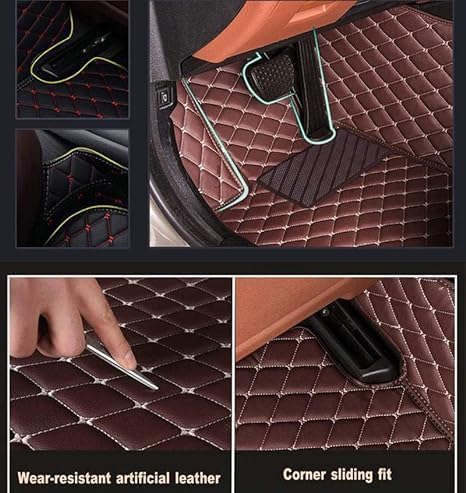 Custom Floor Mats for Cars，Luxury Full Coverage All Weather Car Floor Mats，Leather Car Mat Set ， Floor Mats for 99% of Cars, Trucks & SUVs (Grey)