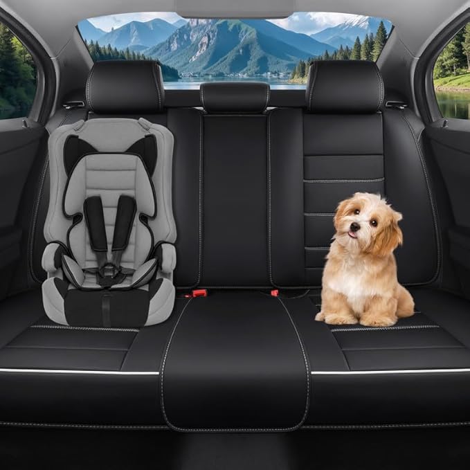 Car Seat Covers Custom Fit for Chevrolet/Chevy Cobalt 2004-2010 , Premium Faux Leather Waterproof Car Seat Protectors with Lumbar Support, Breathable Anti-Slip Easy to install(Black&White,Full set)