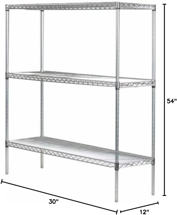 Omega 12" Deep x 30" Wide x 54" High 3 Tier Gray Starter Shelving Unit