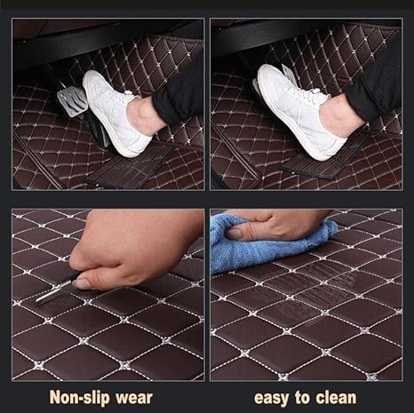 Custom Floor Mats for Cars，Luxury Full Coverage All Weather Car Floor Mats，Leather Car Mat Set ， Floor Mats for 99% of Cars, Trucks & SUVs (Blue Double Spelling)