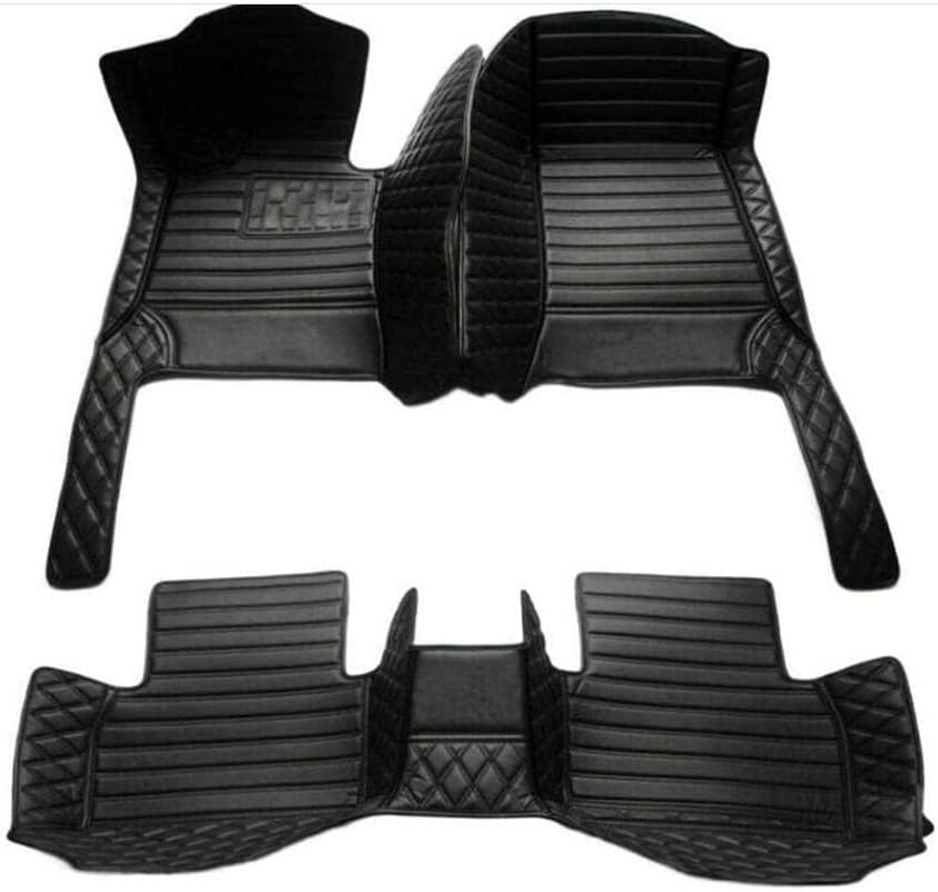 Custom All-Weather Protection Leather Car Floor Mats for Cars Sedan SUV Sports Car Waterproof Floor Mat (All Black)