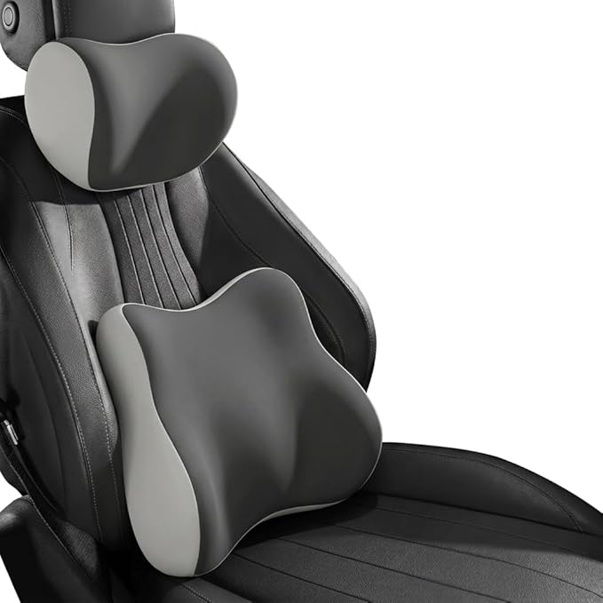 Car Headrest Pillow & Lumbar for BMW 2er Reihe 216d F45 218d F45 218i F45 220d F45 225i F45 220i F45 225xe, Car Seat Neck Pillow Back Support, Breathable All-Season Automotive Seat Cushions, 2PCS