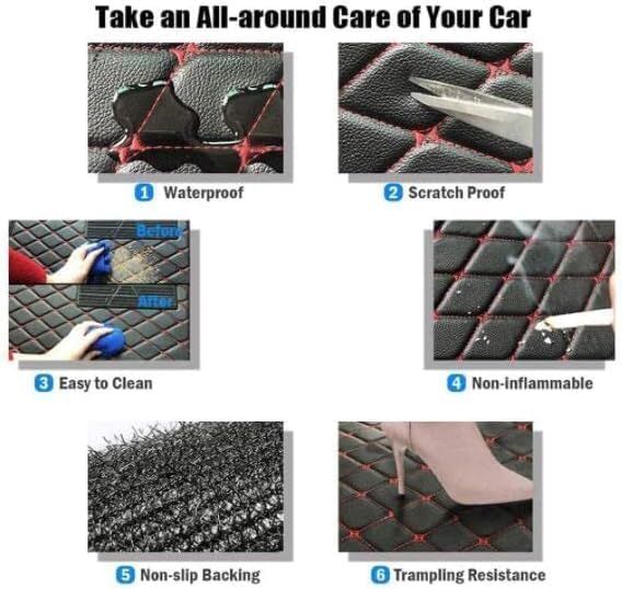 Custom Car Floor Mat Compatible with 97% Car Models Luxury Leather All Weather Waterproof Anti-Skid Full Coverage Car Mats (Gray with Black)